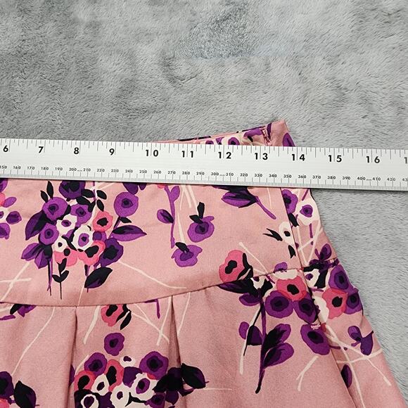 Express Design Studio Skirt Womens 6 Pink Purple Floral Silk Pleated A-Line - Picture 9 of 11